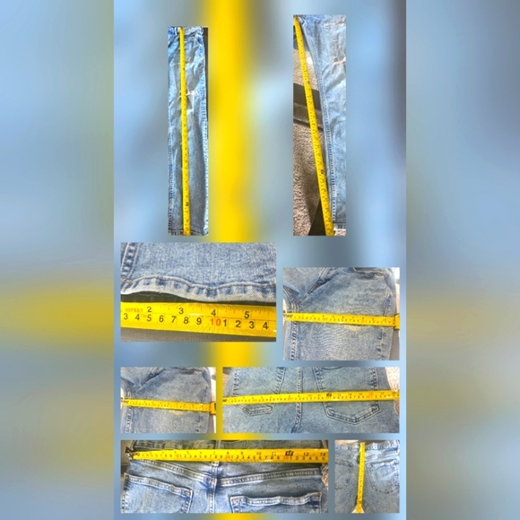 Old Navy Jeans Mens 32x32 Slim Fit Medium Wash Distressed Holes Patch Stretch - Picture 5 of 17